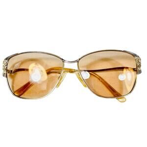 Vintage Tura Eyeglasses 54 13 Leaves Floral Gold Silver Frames Only Authentic